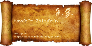 Havér Zoltán névjegykártya